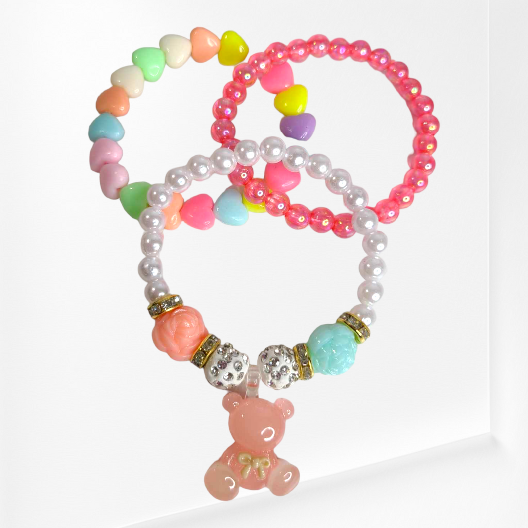 Kids Teddy Bear Bracelet Set